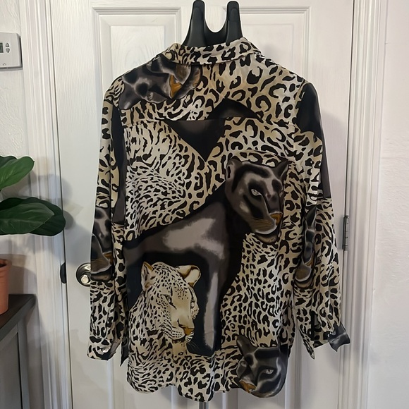 Spiegel Vintage Leopard and Panther blouse size XL - Picture 3 of 15